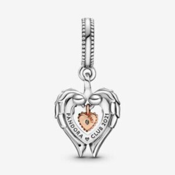 Pandora Club 2021 Angel Wings & Heart Dangle Charm - Picture 2 of 5